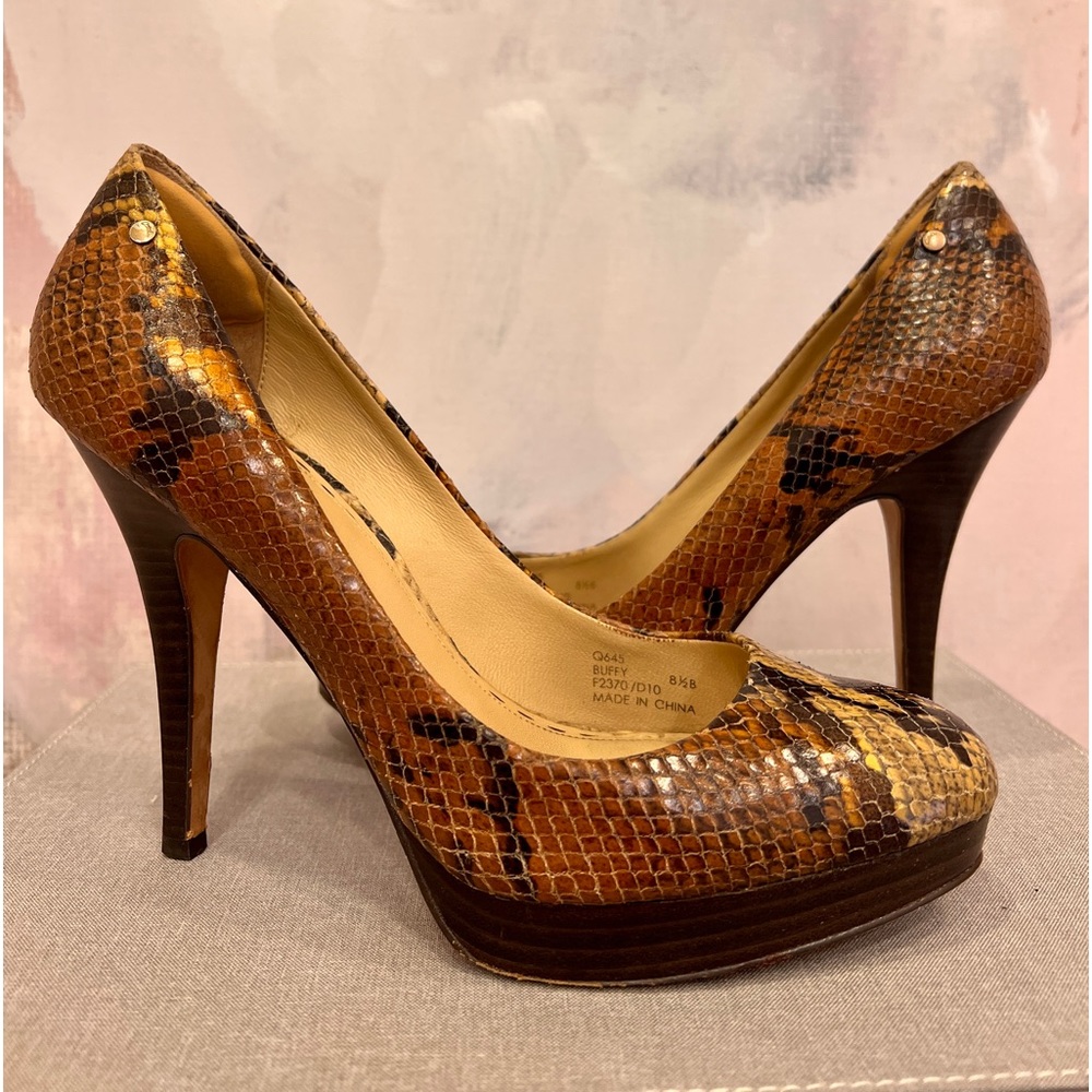 COACH Buffy Python Leather platform heels 8.5